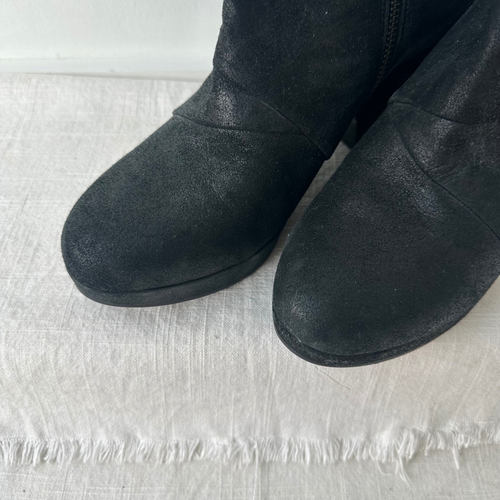 Eileen Fisher Black Suede Platform Block Heel Ankle Boots Women's Size 10 - Picture 8 of 9